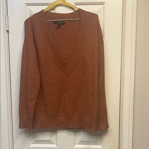 Forever 21 Rust Deep V-Neck Sweater S